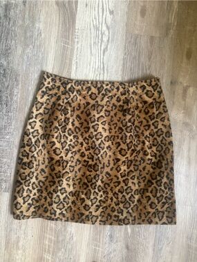 Vintage 1990s Faux fur Leopard Print Mini Skirt